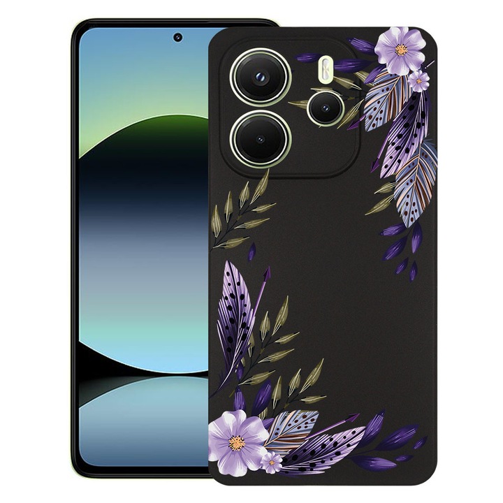 BestCase® Husa TPU Ultra Slim Compatibila cu Xiaomi Redmi Note 14 5G, Floral - Levander, 2022876 B 2053