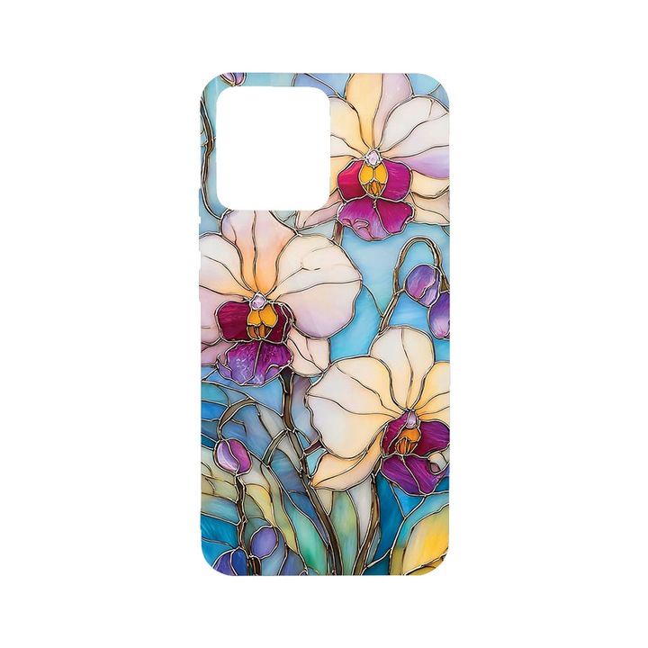 BestCase® Husa TPU Ultra Slim Compatibila cu Xiaomi Redmi Note 12 Pro 5G, Floral - Stained Glass Orchid, 1467861 B 2061