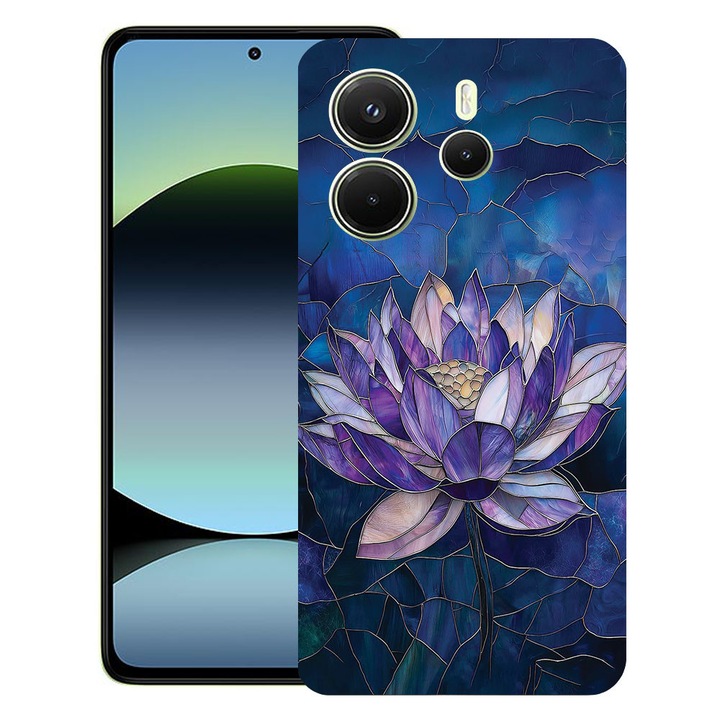 BestCase® Husa TPU Ultra Slim Compatibila cu Xiaomi Redmi Note 14 5G, Floral - Stained Glass Lotus, 2022876 B 2071