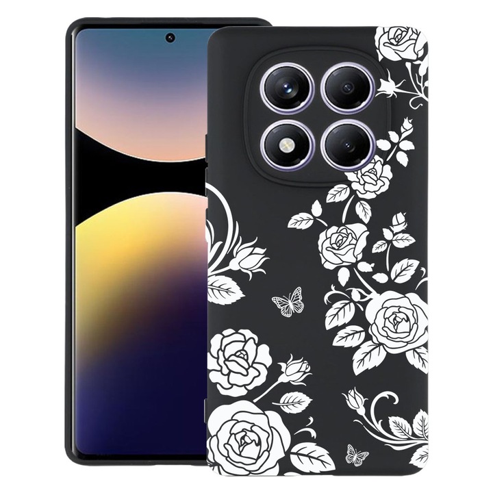 BestCase® Husa TPU Ultra Slim Compatibila cu Xiaomi Redmi Note 15 Pro Plus 5G, Floral -Black Rose, 2082905 B 2036
