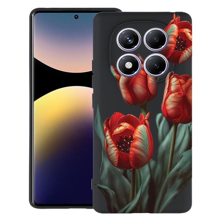 BestCase® Husa TPU Ultra Slim Compatibila cu Xiaomi Redmi Note 15 Pro Plus 5G, Floral - Red Tulip, 2082905 B 2087