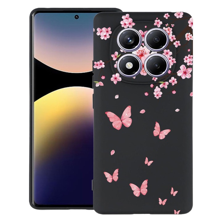 BestCase® Husa TPU Ultra Slim Compatibila cu Xiaomi Redmi Note 15 Pro Plus 5G, Pink Cherry Blossom & Butterflies, 2082905 B 2045