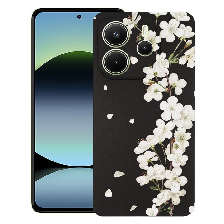 BestCase® Husa TPU Ultra Slim Compatibila cu Xiaomi Redmi Note 14 5G, Floral - Aesthetic White Cherry Blossom, 2022876 B 2041