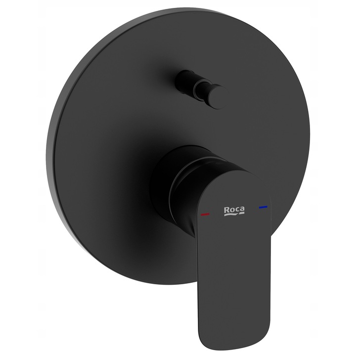 Baterie sanitara subtire Roca Cala, monocomanda, neagra mat, montaj subtire, 1/2"