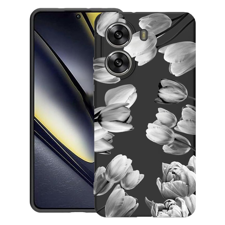 BestCase® Husa TPU Ultra Slim Compatibila cu Poco X7 Pro 5G, Floral - Black Tulip, 1992025 B 2086