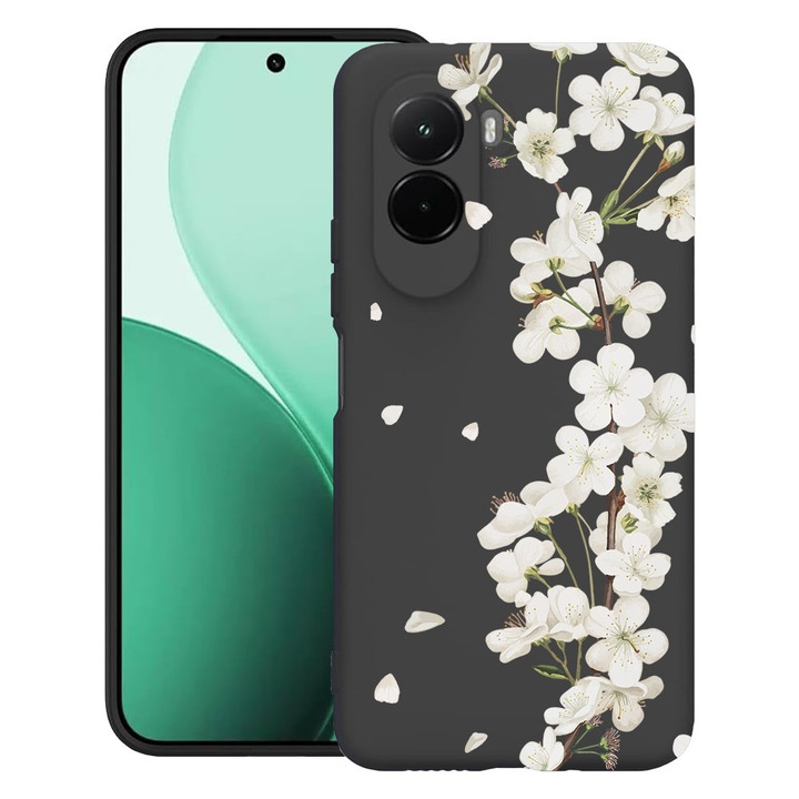 BestCase® Husa TPU Ultra Slim Compatibila cu Poco M7, Floral - Aesthetic White Cherry Blossom, 3119618 B 2041