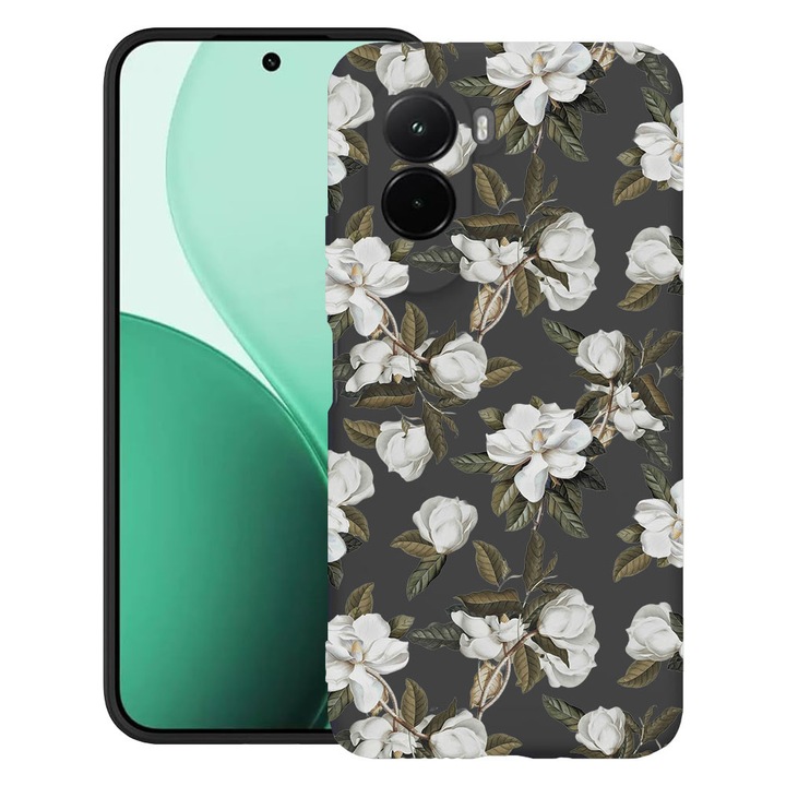 BestCase® Husa TPU Ultra Slim Compatibila cu Poco M7, Floral - Pastel Magnolia Flowers, 3119618 B 2048