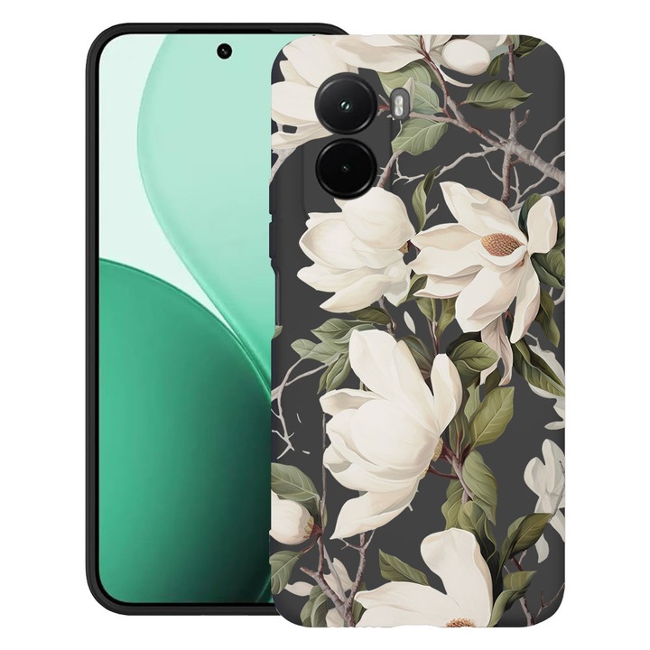 BestCase® Husa TPU Ultra Slim Compatibila cu Poco M7, Blooming Magnolia Floral Design, 3119618 B 2047