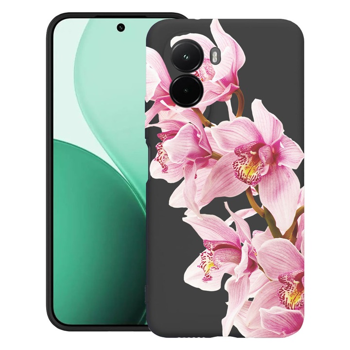 BestCase® Husa TPU Ultra Slim Compatibila cu Poco M7, Floral - Elegant Pink Orchid, 3119618 B 2066