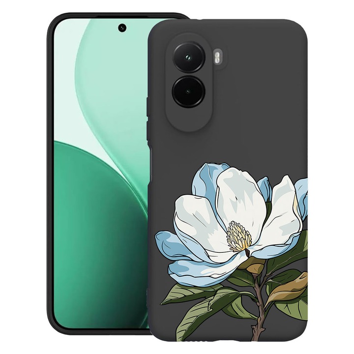BestCase® Husa TPU Ultra Slim Compatibila cu Poco M7, Floral - Blue Magnolia, 3119618 B 2050