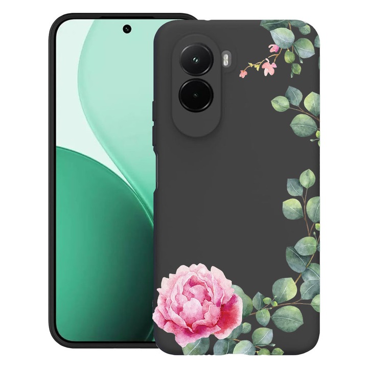 BestCase® Husa TPU Ultra Slim Compatibila cu Poco M7, Floral - Minimalist Camellia, 3119618 B 2076