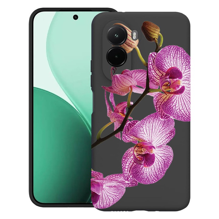 BestCase® Husa TPU Ultra Slim Compatibila cu Poco M7, Floral - Pink Orchid, 3119618 B 2064