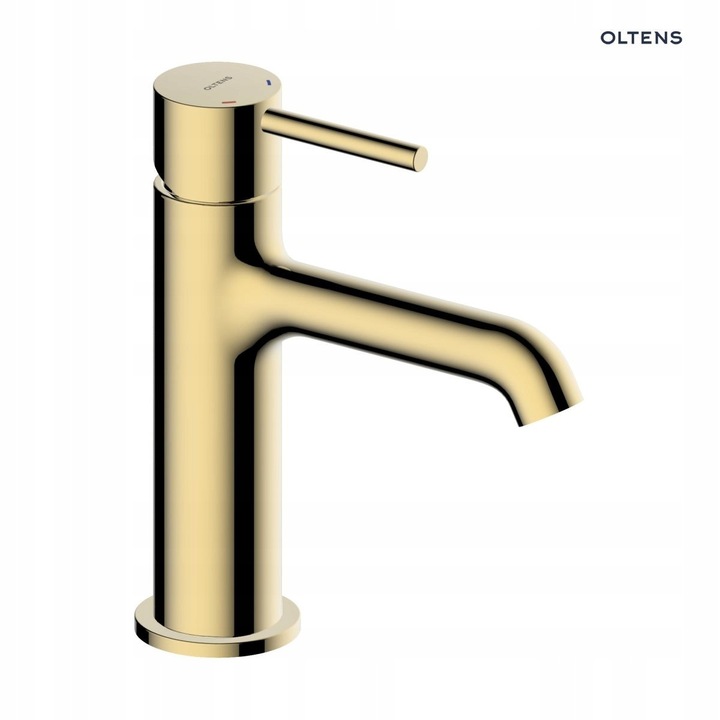 Mosdó csaptelep, Oltens Molle, slim, fényes arany, 5 l/perc, álló beépítés.