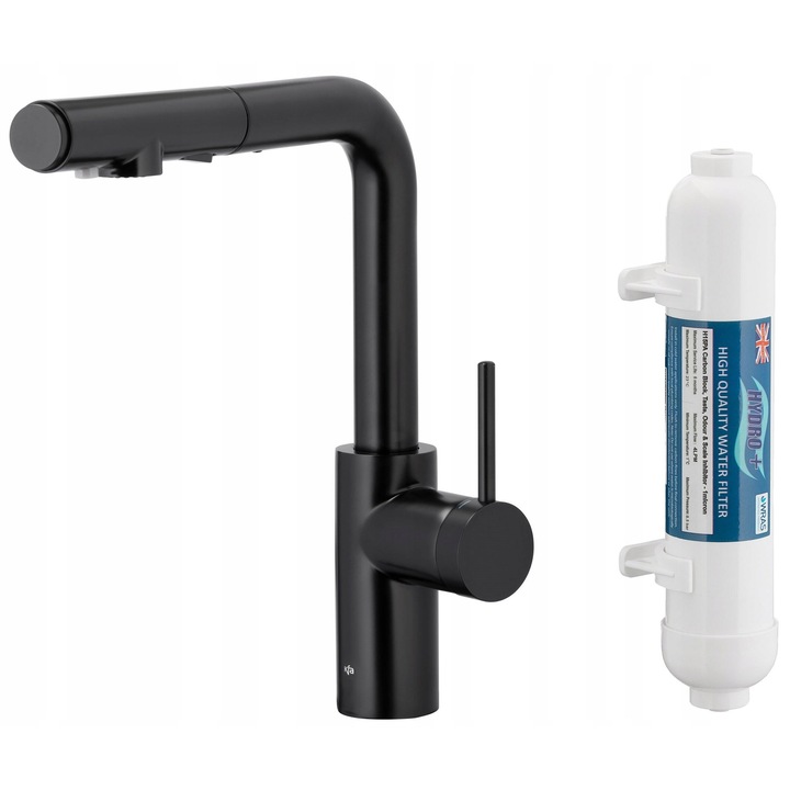 Konyhai csaptelep szűrővel, Duero Pure Basic, fekete, 301mm, 267mm