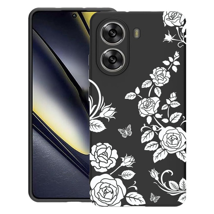 BestCase® Husa TPU Ultra Slim Compatibila cu Poco X7 Pro 5G, Floral -Black Rose, 1992025 B 2036