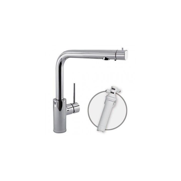 TRES санитарен смесител с филтър, хром, 30,4 см, стоящ монтаж, въртене на 360°