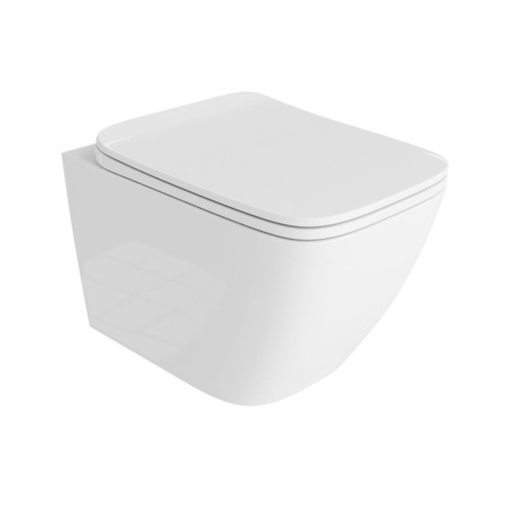 Deska WC Lavita Lino, wolnoopadajaca, 46x35,5cm, alb polizat, cu fixare metalica