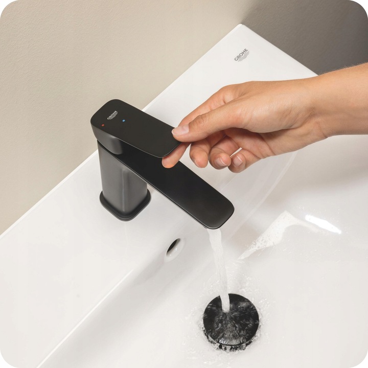 Baterie umywalkowa Grohe Dice, dimensiune M, negru mat, montaj simplu, set complet