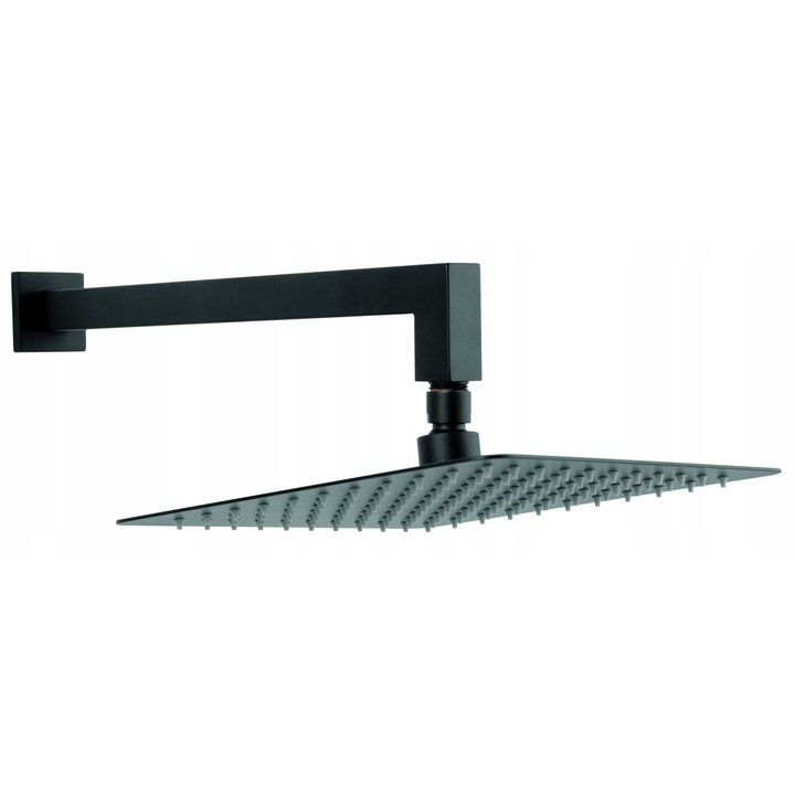 Coloana de dus, Ferro, 25x25cm, negru mat, cu brat de montare pe perete