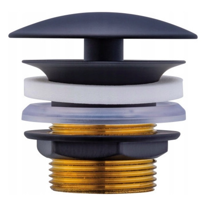 Set universal de scurgere Duravit, 1 1/4, negru mat, pentru chiuvete fara preaplin