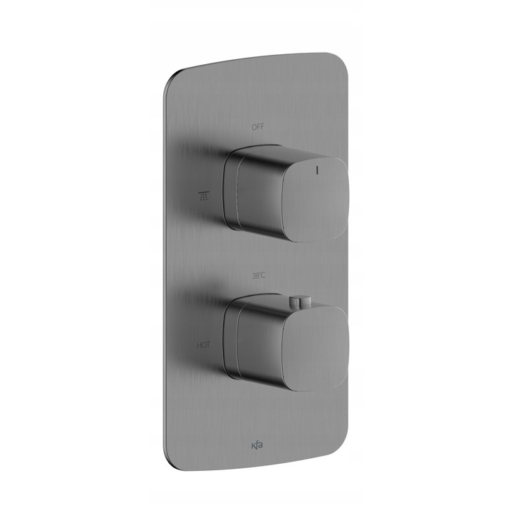 Baterie termostatica submontata KFA Armatura Malaga, gun metal grey PVD, montaj subtire, material: alama