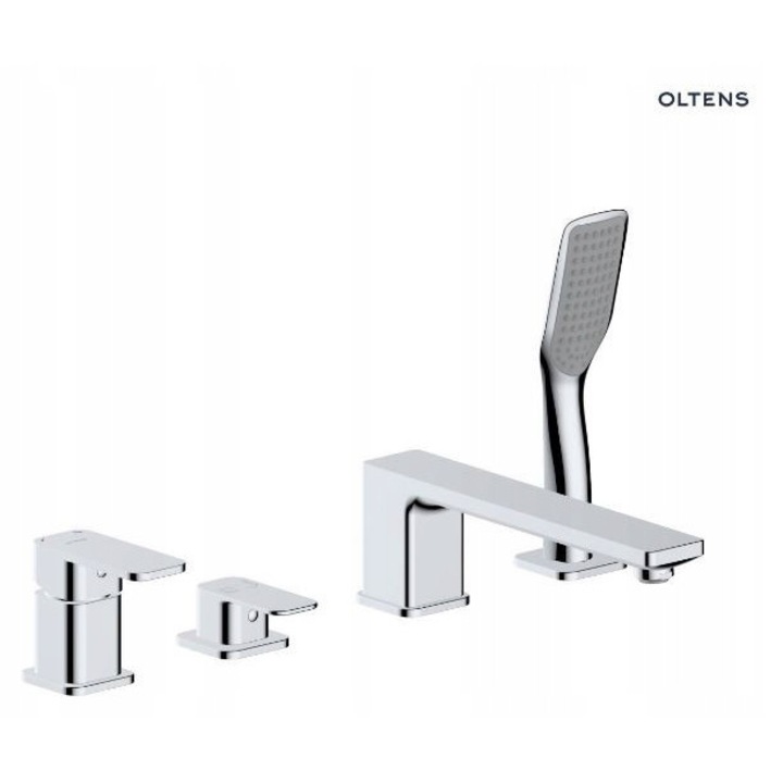 Baterie sanitara Oltens Hadsel 4-otvora, crom, montaj nawanna, set cu furtun de dus 150cm