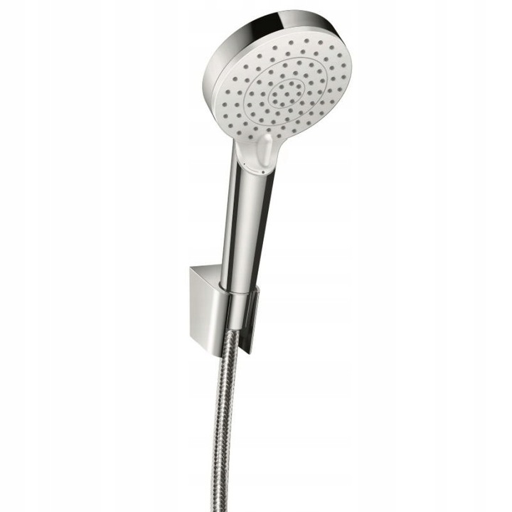 Set dus Hansgrohe Crometta, 160 cm, crom/alb, duza Rain, 100 mm