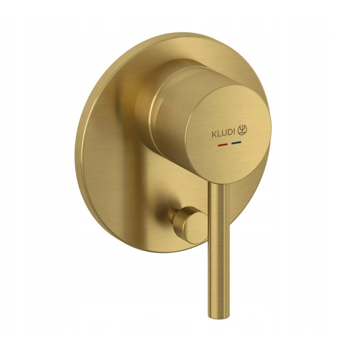 Set baterie sanitara subtire Kludi Bozz, 30cm, aurie periata, cu elemente de montaj inclusiv racord si furtun de dus