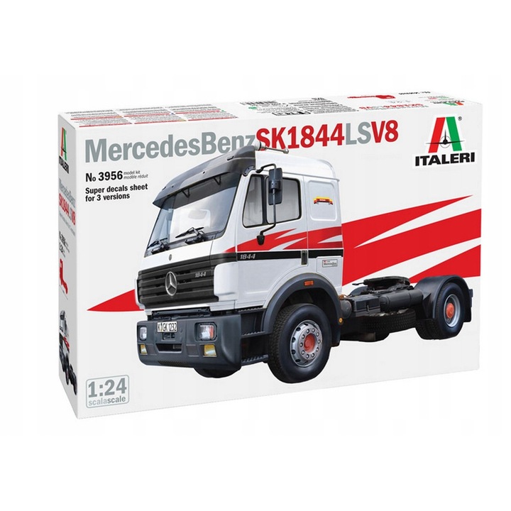 Mercedes Benz SK 1844 LS V8 műanyag modell, 1:24, összeszerelési és festési készlet, 24.5cm