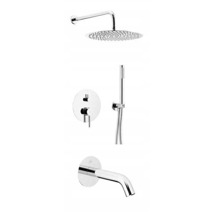 Set de dus subtire cu baterie 3 functii, KFA Armatura, crom, montaj pe perete, 1 jet, 1500mm furtun