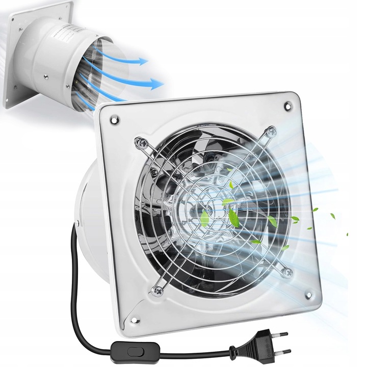 Ventilator extractie 150mm, 525m/h, metalic, argintiu, set cu instructiuni