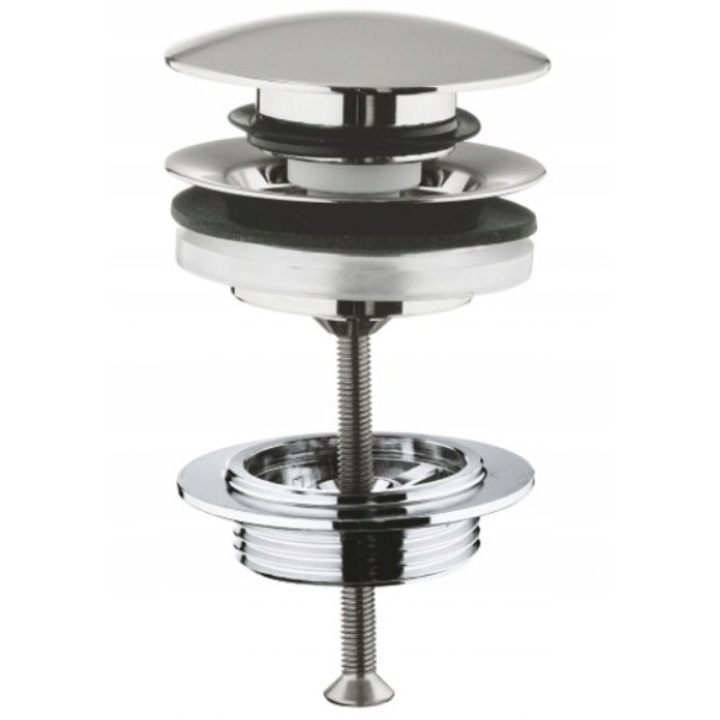 Комплект сифон с капак тип клик-клак, GROHE, Supersteel, хром