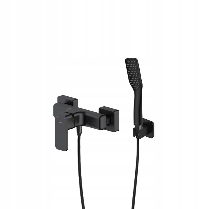 Set baterie prysznicowa Oltens Hadsel, cu complet natrysk, negru mat, montaj scienny