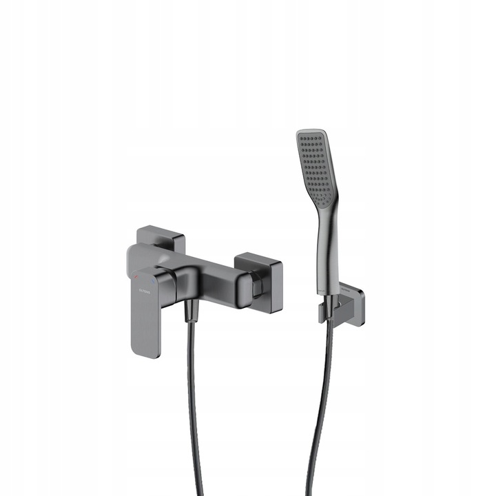 Set baterie prysznicowa Oltens Hadsel, grafit, montaj scienny, 1-functional, 125cm