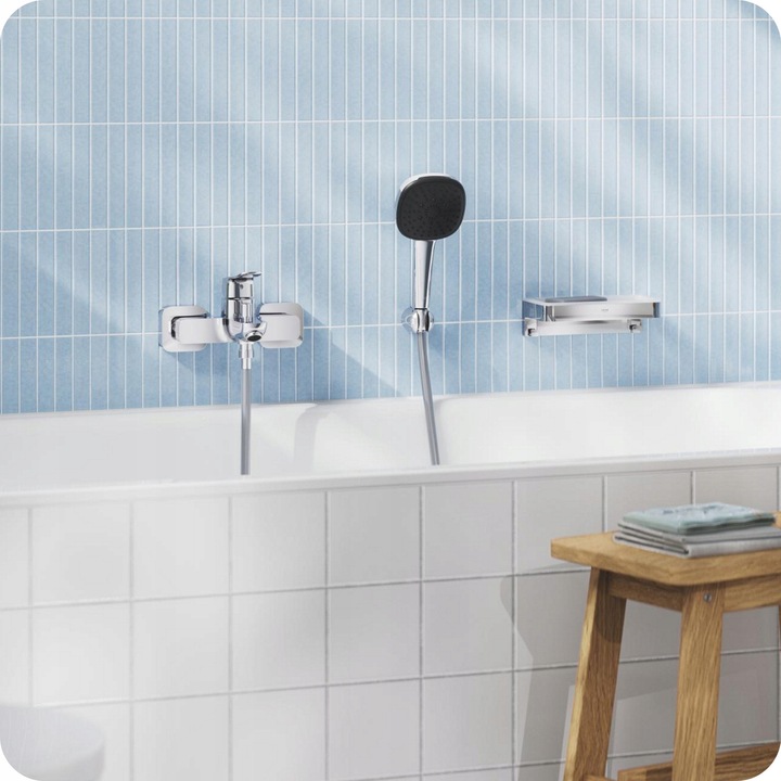 Санитарен смесител Grohe Dice, стенен монтаж, хром, с автоматичен превключвател, 1/2"