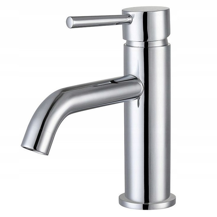 Смесител за мивка Oltens Molle, хром, с клик-клак сифон, размери 17x8x19cm, едноръкохватков тип