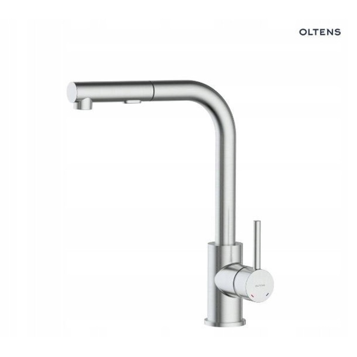 Кухненски смесител Oltens Myvat, с изтеглящ се чучур, 360°, никел, 22x6x46см