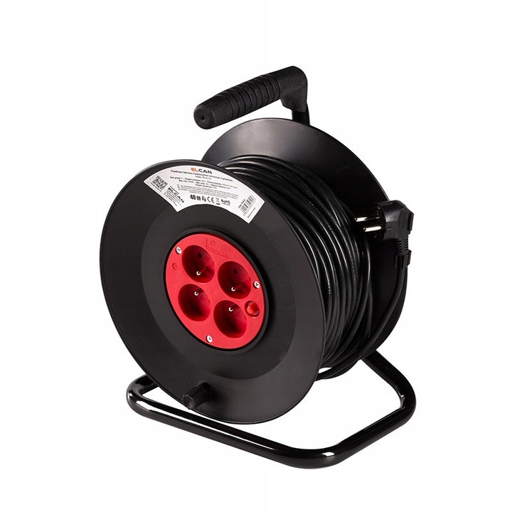 Prelungitor Elcan 4 gniazda 25m, cablu 3x1,5mm, negru