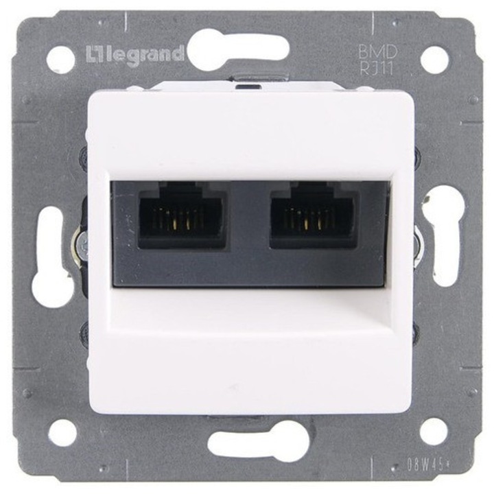 Gniazdo telefonic dublu, Legrand, Cariva, alb, 2xRJ11