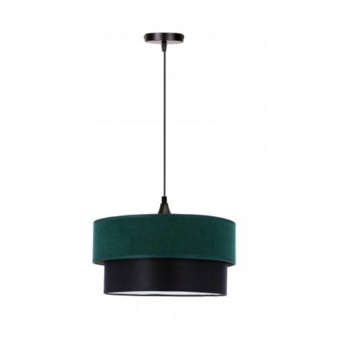 Lampa suspendata Candellux Solanto, neagra, 1x60W, abajur dublu, 35x30cm