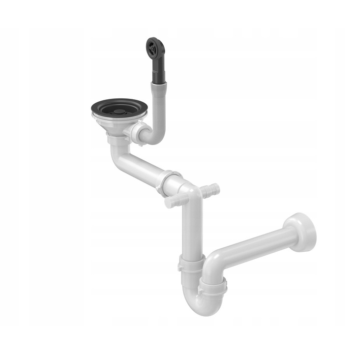 Сифон за гранитна мивка, Quadron, 3 1/2", система SAVE SPACE, полимерен материал, черен