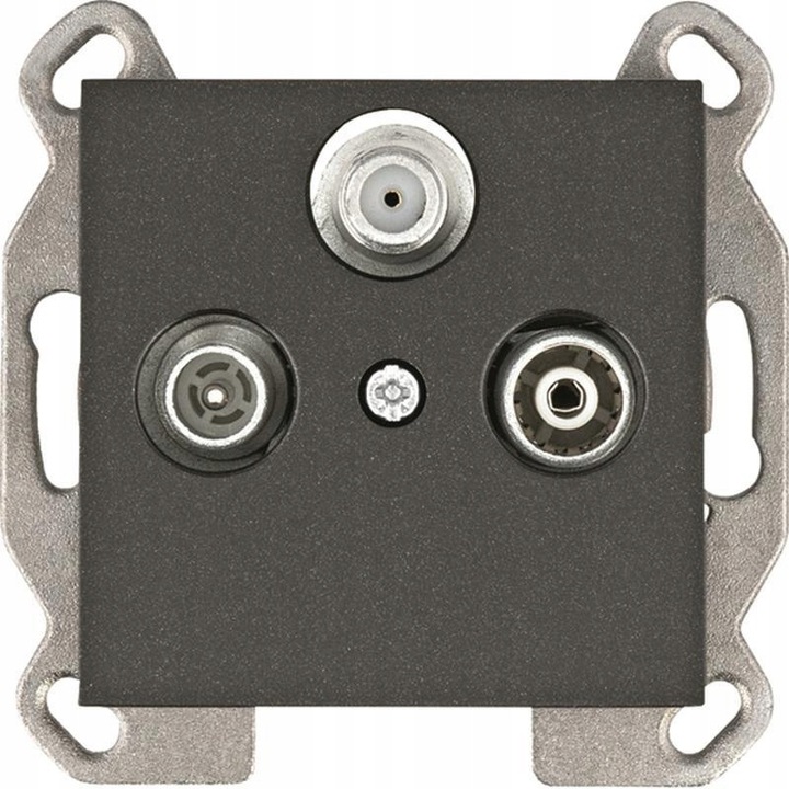 Gniazdo RTV-SAT przelotowe, Hager, Lumina, 5-2400 MHz, negru, 71x71mm