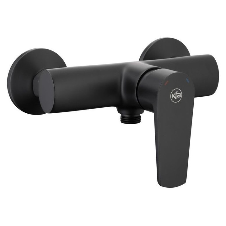 Baterie prysznicowa KFA Narva, 2-otworowa, neagra, cu regulator ceramic O35, set cu mimosrody si rozety