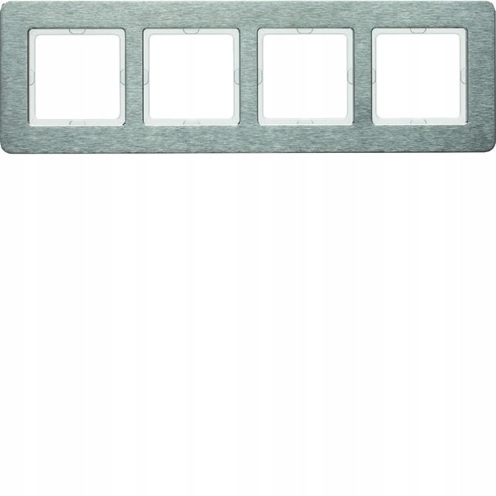 Hager Berker Q.7 négyzetes keret, 4 modul, inox, 308,2x95,2mm