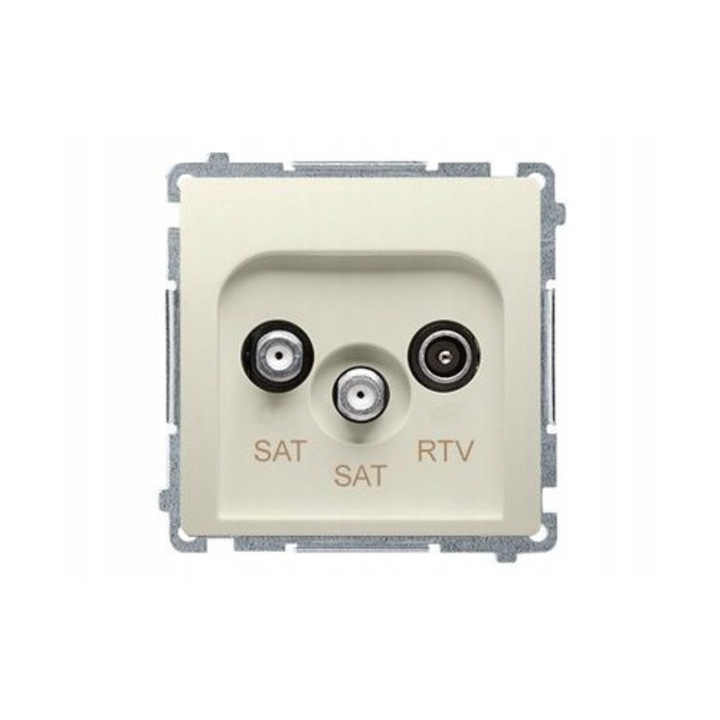 Контакт Simon Basic SAT/SAT/RTV, бежов, тънък монтаж