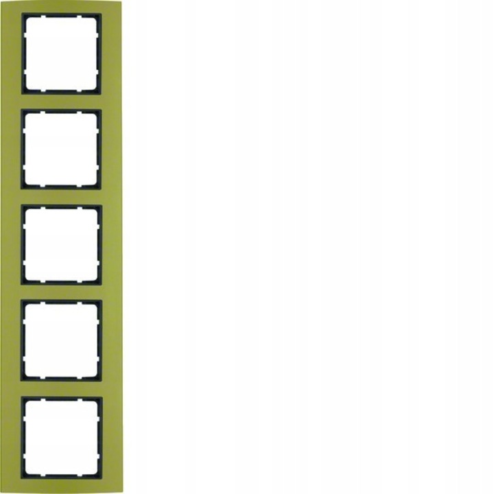 Aljzat- és kapcsolótartozékok, Hager, 5 modulos keret, alumínium, arany, 90,7x365,1mm