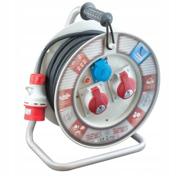 Prelungitor retractabil PAWBOL, 5x1,5mm, 35m, 1 gniazdo 16A, gri