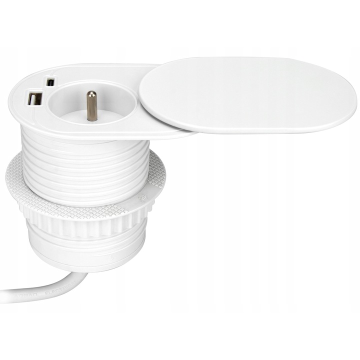 Вграден контакт Orno USB-A USB-C плъзгащ се капак бял 6см 70x100x85мм 1.9м