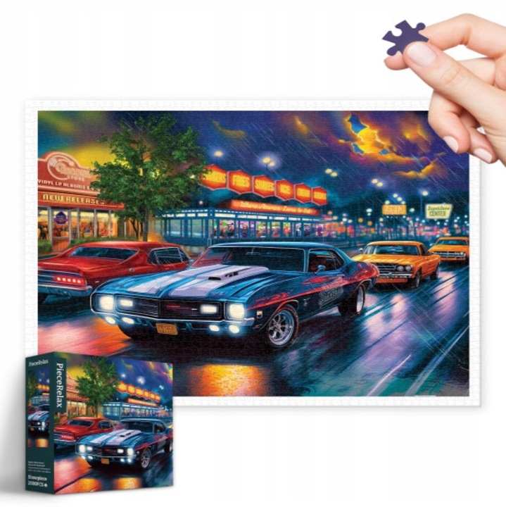 Puzzle 2000 elemente Rain on The Boulevard, dimensiuni 17,6x12,2 inch, multicolor