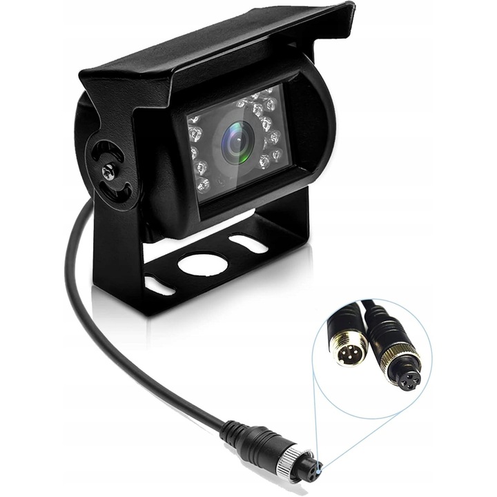 Камера за задно виждане 4-пинова, 18 IR LED, водоустойчива IP67, ъгъл 120°, за SUV и камиони